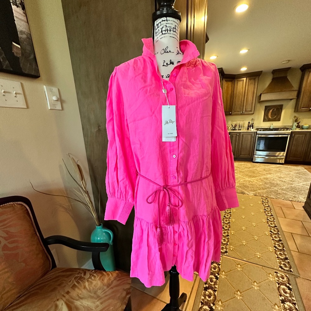 💥Lilly Pulitzer - DRENA Linen Dress NWT-  Passion Fruit Pink - Lined - NWT!!!💥